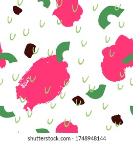Moda Resumen de un patrón impecable. Formas diferentes aisladas en blanco. Dibujos de Doodle divertidos. Diseño creativo de fondo colorido para camisa, textil, tela. Ilustración vectorial de moda.