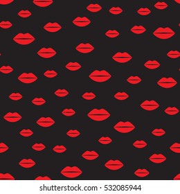 Fashion Abstract seamless pattern with red lips. Vector random design.. 