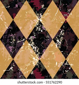Fashion abstract style. Rhombus geometric pattern. Vintage geometric pattern with scratches, damages. Design for web, cover, wrapping paper, fabric, textile