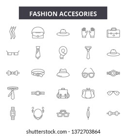 Fashion accesories line icons, signs, vector set, outline illustration concept 