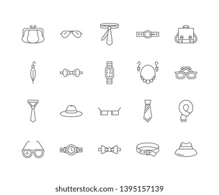 Fashion accesories line icons, signs, vector set, outline illustration concept 