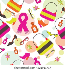 Fashion accessories and clothes seamless pattern. Vector. Eps 10.