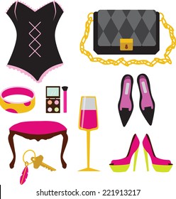 Fashion accessories and clothes. Vector. Eps 10.