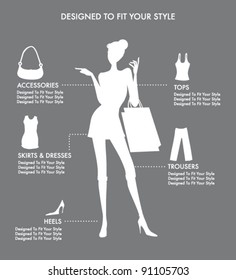 FASHION ACCESSORIES AND CLOTHING ICONS AND ELEMENTS. Editable vector illustration file.