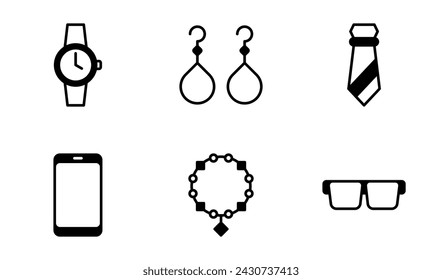 fashion accessories icon set, symbol vector template collection