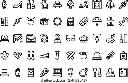 Fashion accessories icons High-Quality Vector Icons Collection with Editable Stroke. Ideal for Professional and Creative Projects.