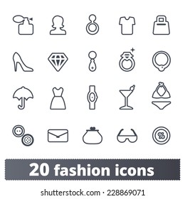 Fashion and accessories icons: shopping vector set