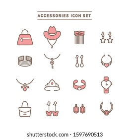 FASHION ACCESSORIES LINE ICON SET
