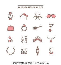 FASHION ACCESSORIES LINE ICON SET