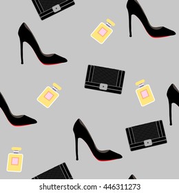 Fashion accessories pattern seamless. Vector stock.