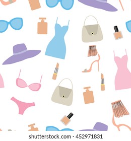 Fashion accessories pattern seamless. Vector stock.
