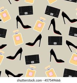 Fashion accessories pattern seamless. Vector stock.