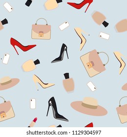 Fashion accessories pattern seamless. Vectot stock.