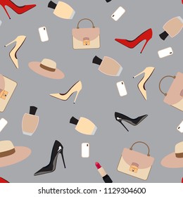 Fashion accessories pattern seamless. Vectot stock.