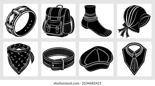 Women’s Fashion Accessories Silhouette Vector 