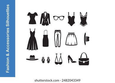 Fashion and accessories silhouettes of clothing