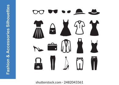 Fashion and accessories silhouettes of clothing