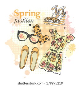 fashion accessories and spring flowers