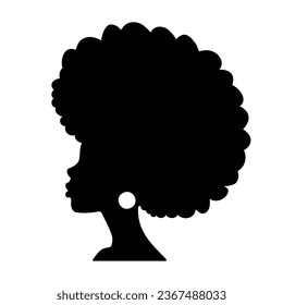 Fashion Afroamerikanerin Kopfprofil Silhouette. Vektorgrafik