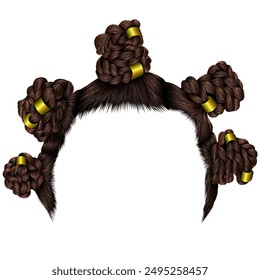 fashion african hairstyle buns braids. realistic
graphics. fashion beauty style.
