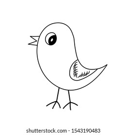 Fashion animal illustration with bird on white background. Template design for invitation, poster, card, fabric, textile. Cute holiday illustration with chiken for baby. 
