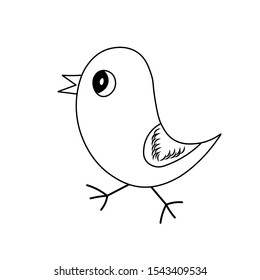 Fashion animal illustration with bird on white background. Template design for invitation, poster, card, fabric, textile. Cute holiday illustration with chiken for baby. 
