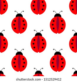 Fashion animal seamless pattern with colorful ladybags on white background. Template design for invitation, poster, card, fabric, textile. Cute holiday illustration for baby. 