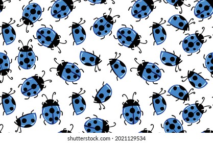 Fashion animal seamless pattern with colorful ladybird on color background. Cute holiday illustration with ladybags for baby. Design for invitation, poster, card, fabric, textile.