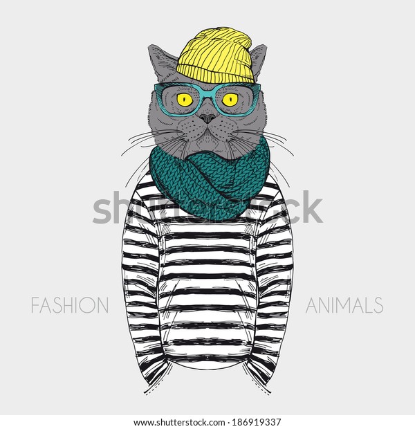 Mode Caractere Anthropomorphe De Chat Habille Image Vectorielle De Stock Libre De Droits