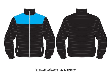 Fashion Apparel Digital clothes Vector Illustration, Puffer Jacket Sketch Illustration Template Winter Clothing, Mens puffer Jacket Vector Editable File, Sports Jacket Artworks Mockup