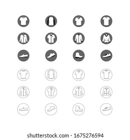Fashion apparel tech pack icons.