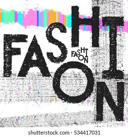 Fashion art lettering font with canvas texture on pink.
