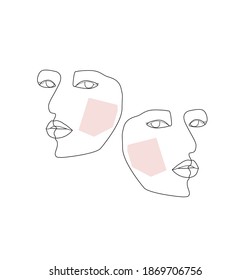 fashion art sketch silhouette, line art face woman profile, design vector icon beauty face girl, concept drawing design head girl,
 continuous black isolated, background black outline line style mode 