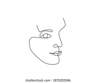 Abstract Simple Woman Face Continuous Line Stock Vector (Royalty Free ...