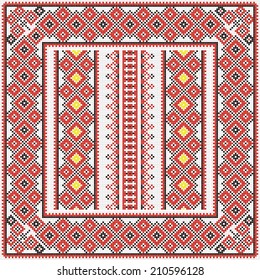 Fashion art vector ornament with red and black elements on the white background
