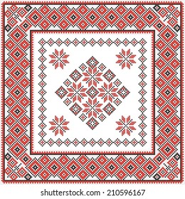 Fashion art vector ornament with red and black elements on the white background