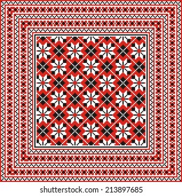 Fashion art vector ornament with red and black elements on the white background 