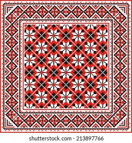 Fashion art vector ornament with red and black elements on the white background 