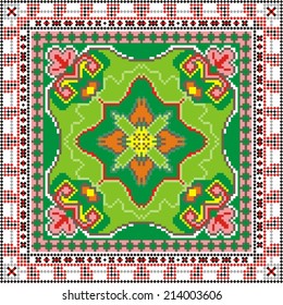 Fashion art vector ornament with red and black elements on the white background