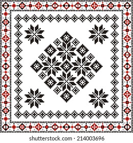 Fashion art vector ornament with red and black elements on the white background