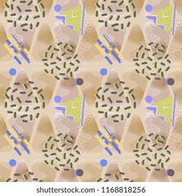 Fashion artistic pattern of abstract circle and triangle with watercolor childish for women fashion art vector.