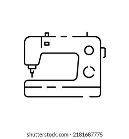 Atelier De Moda E Icono De Vector Lineal De Coser. Paquete de símbolos de contorno de línea delgada para taller de taller de taller, taller de sastre. Needlework, estudio de Dressmaking. Esquema del equipo de ajuste. Máquina de coser 