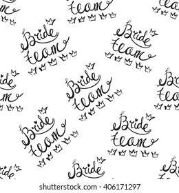 Fashion attractive fashion wedding background with bride team. Beautiful hand drawn sketch on white background. Fashion, style, beauty, advertising greeting card, banner, design
