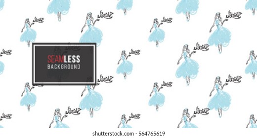 Fashion attractive wedding background with the bride. Beautiful hand drawn sketch on white background. Fashion, style, beauty, advertising greeting card, banner, design