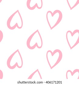 Fashion attractive fashion wedding background with pink heart. Beautiful hand drawn sketch on white background. Fashion, style, beauty, advertising greeting card, banner, design
