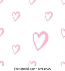 Fashion attractive fashion wedding background with pink heart. Beautiful hand drawn sketch on white background. Fashion, style, beauty, advertising greeting card, banner, design