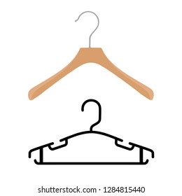 Fashion and baby clothes hanger vector icon set isolated on a white background