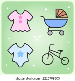 fashion and baby equipment icons. vector icon illustration