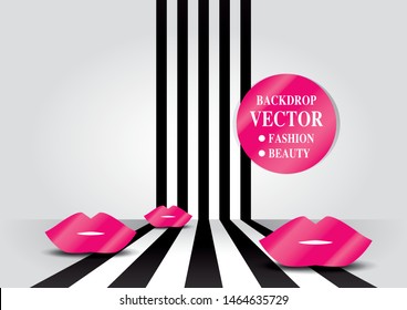 fashion backdrop with lips sign vector