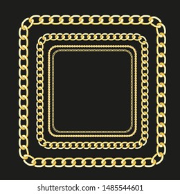 Fashion Background with Golden Chain for Fabric, Textile, Wallpaper, Scrapbooking or etc. Isolated on black background. Vector illustration